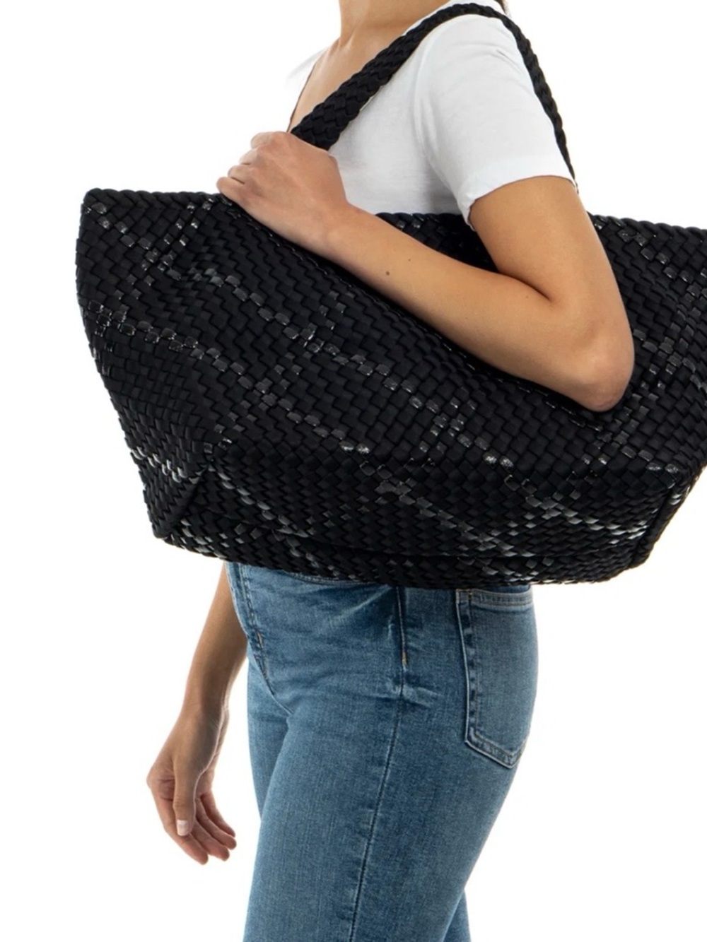 HAUTE SHORE Black Woven Tote with Shimmer Detail - Picture 5 of 9